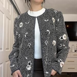 Adrianna Papell Occasions 100% Silk Embroidered & Beaded Jacket